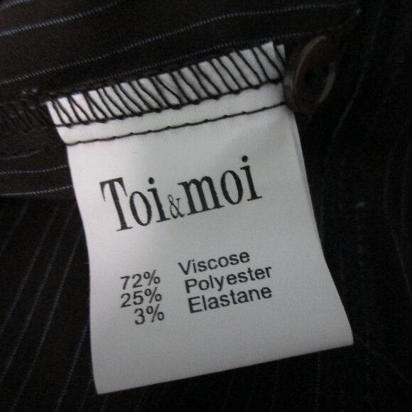 Toi & Moi Blouse Fitted Brown Button Down Pinstripe French Cuff Size L NWT $58 - Picture 7 of 7